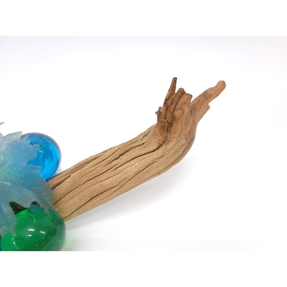 Vintage MCM Large Driftwood Green Blue Lucite Grape Bunch Cluster Centerpiece - Picture 6 of 9